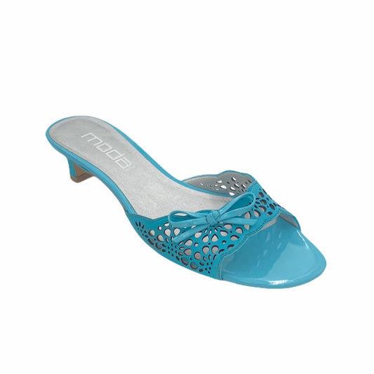 Turquoise Patent Leather Mules Size: 6